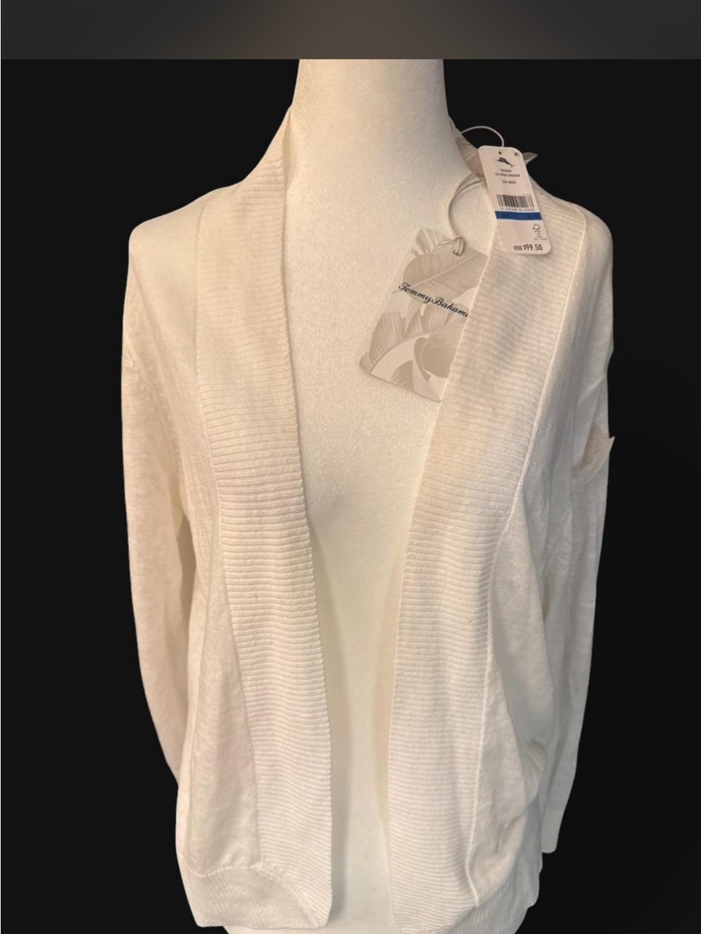 Tommy Bahama Women's White Open-Front Cardigan Sweater